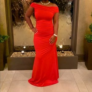 Beautiful Red off the shoulder evening gown